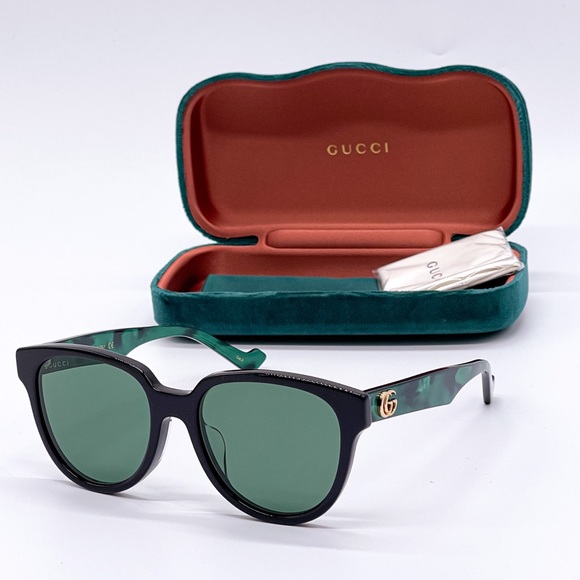 NEW GUCCI GG0960SA 001 BLACK GREEN WOMEN’S SUNGLASSES GUCCI - Picture 1 of 15